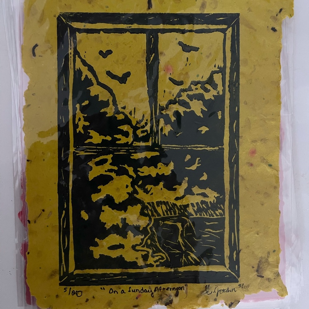 Original Ink Press Print On Handmade Paper